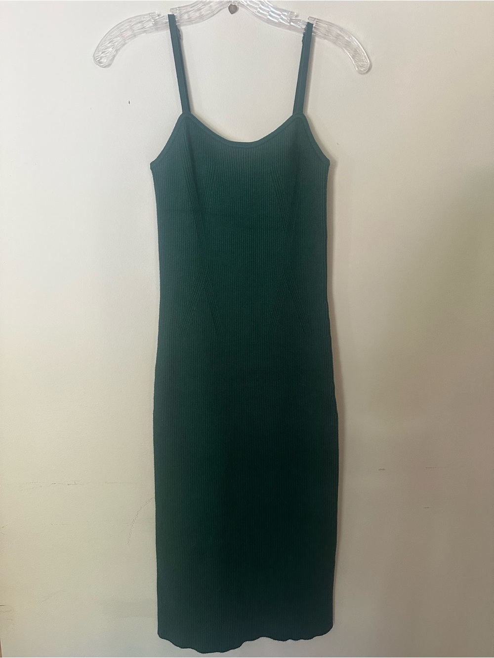 Banana Republic Ribbed Spaghetti-Strap Midi Dress in Dark Green